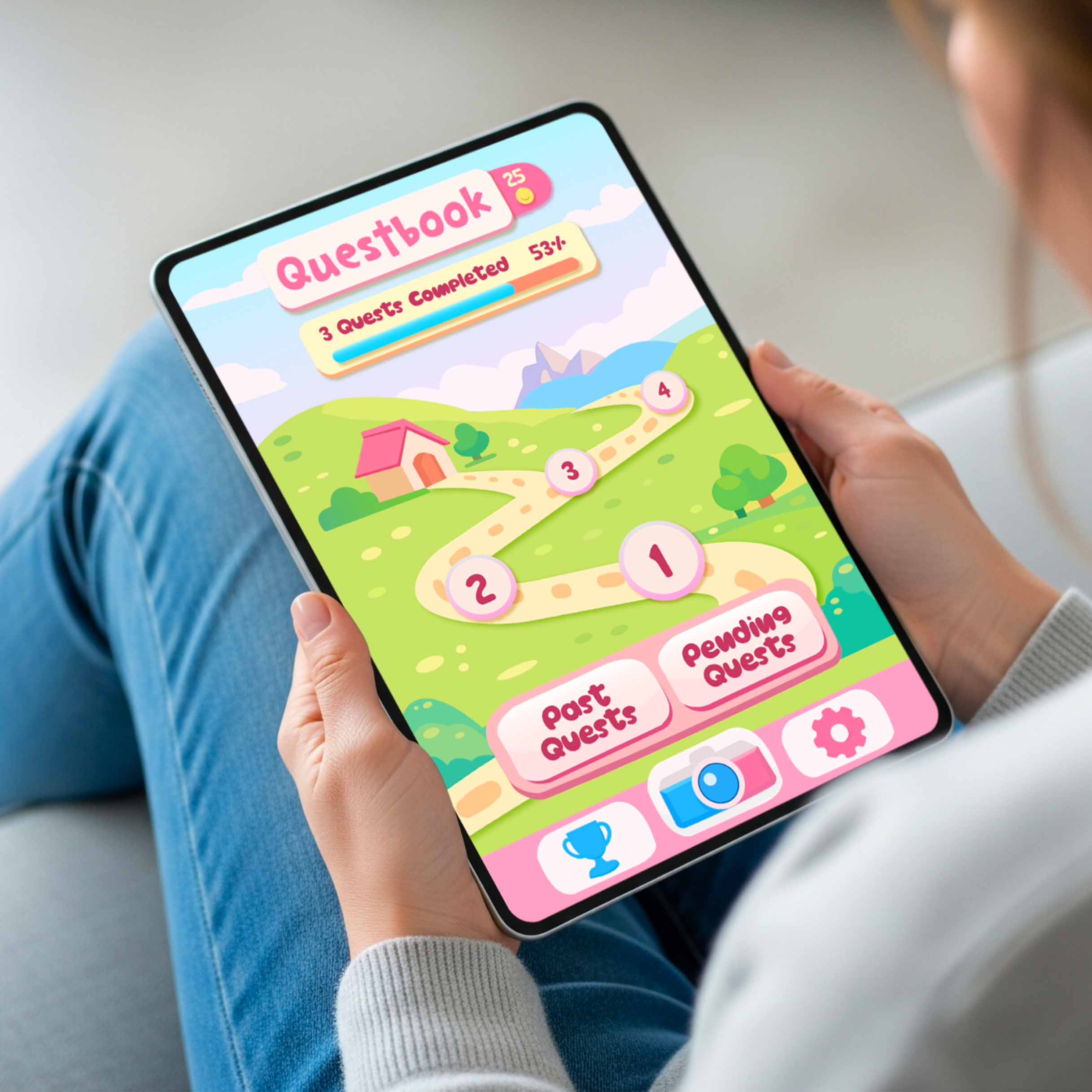 Ipad mock up of kids mobile app