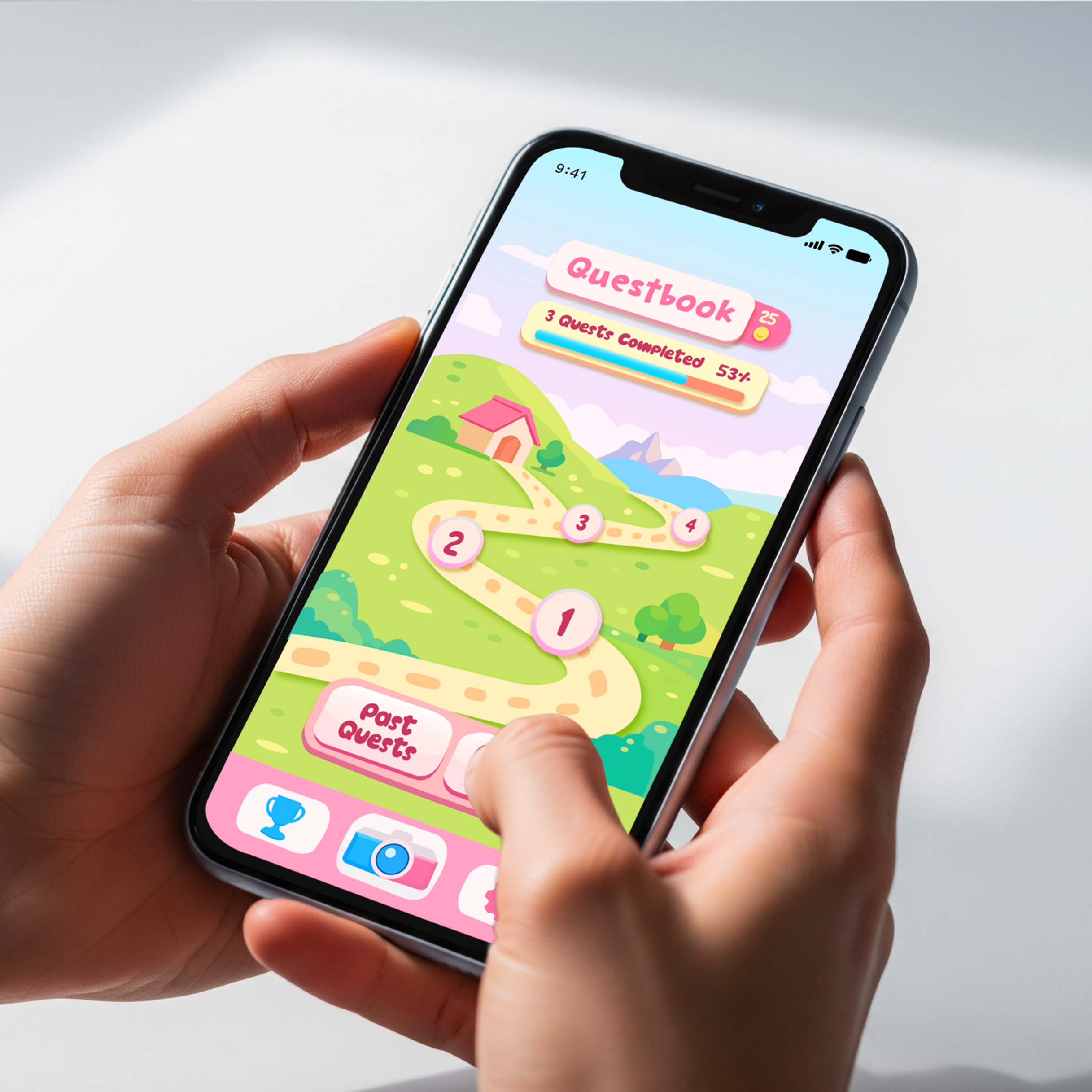 Phone mock up of kids mobile app